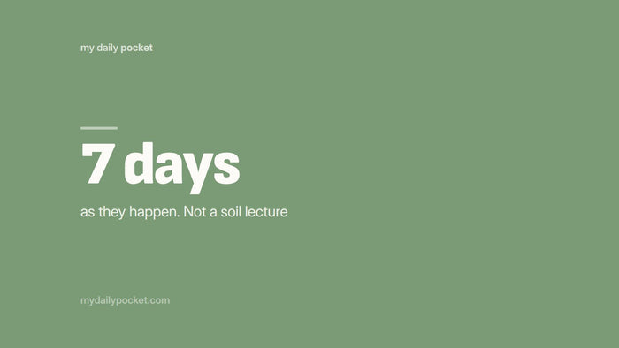 7 days as they happen. Not a soil lecture